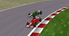 Bourdais and Vettel fight for the lead at the final corner.