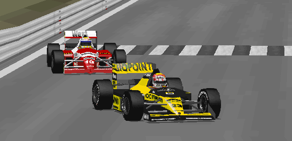 Crossing the street is a bad idea when a Zakspeed and a Minardi fight heroically over third.