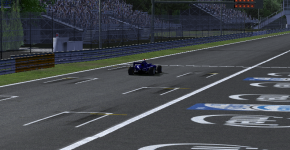 Solvy Odegard crosses the line in the Monza feature race.
